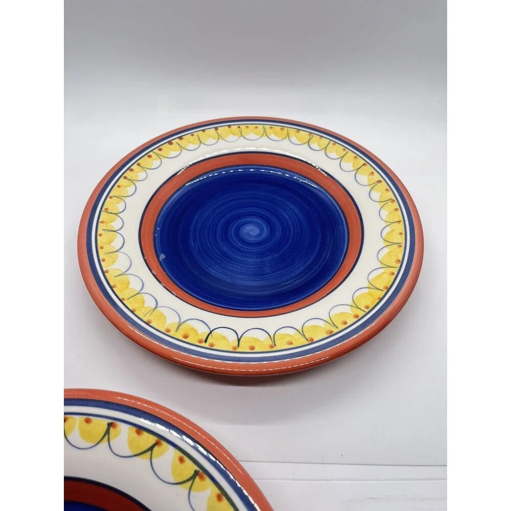 Pier 1 Del Sol Handpainted Earthenware Dessert Salad Plates Set of Three 8 1/2